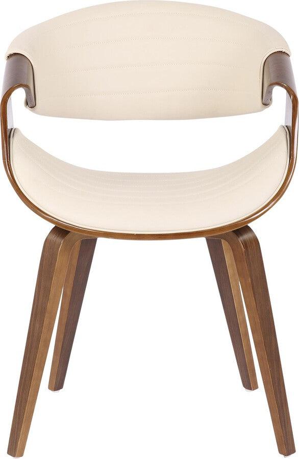 Lumisource Accent Chairs - Symphony Mid-Century Modern Dining/accent Chair in Walnut Wood and Cream Faux Leather
