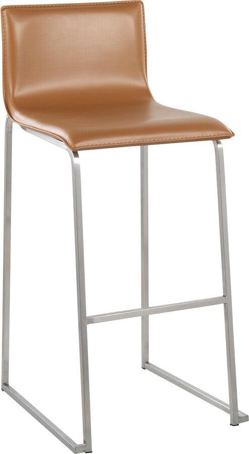 Lumisource Barstools - Mara Barstool In Stainless Steel & Camel Faux Leather (Set of 2)