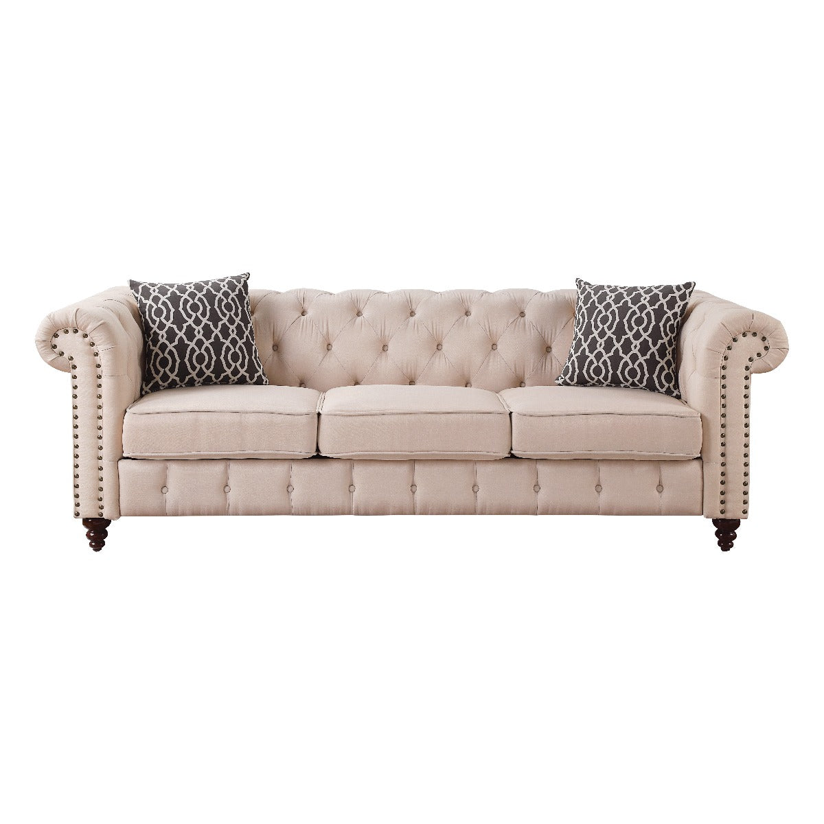 ACME Furniture TV & Media Units - Aurelia Sofa w/2 Pillows, Beige Linen