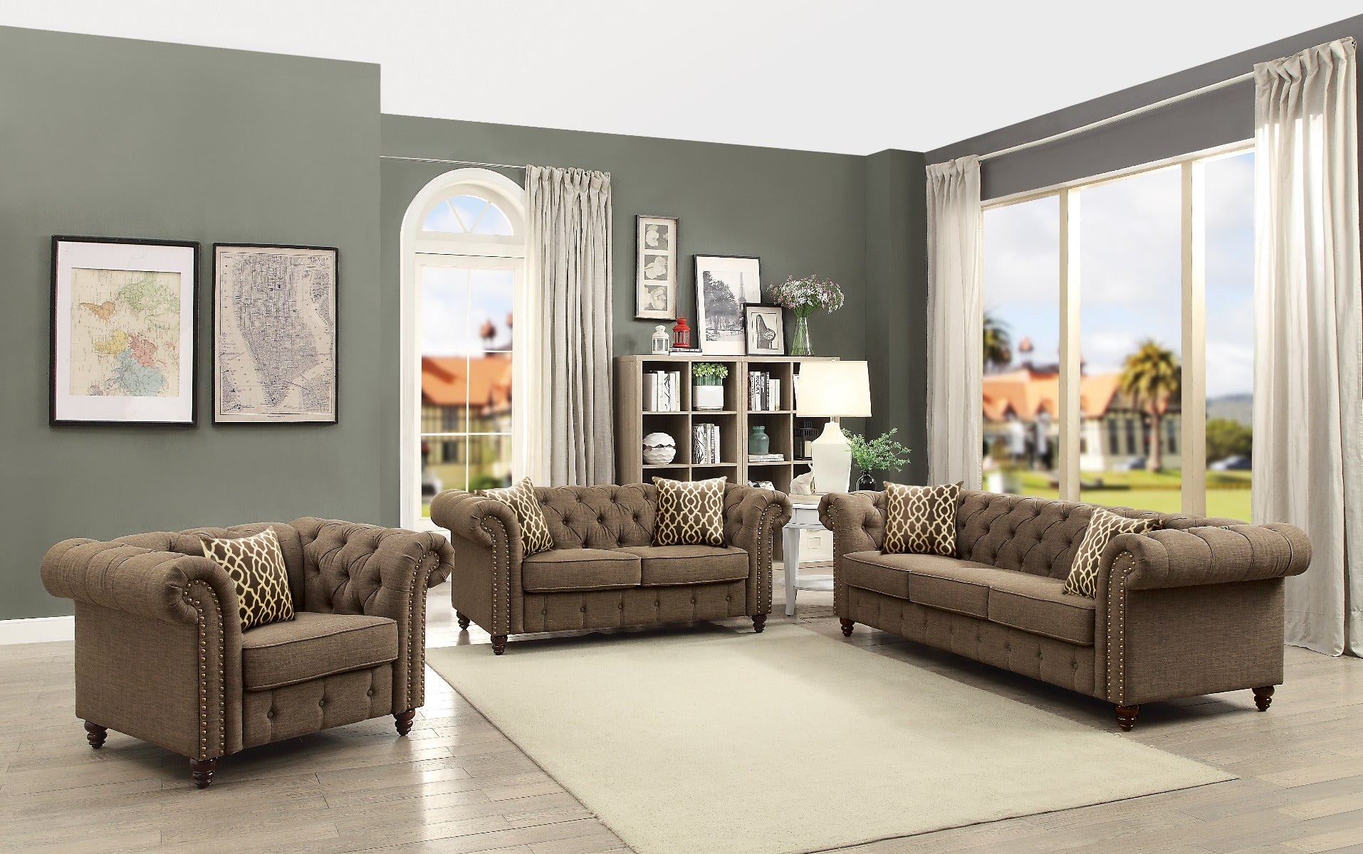 ACME Furniture TV & Media Units - Aurelia Loveseat w/2 Pillows, Gray Linen