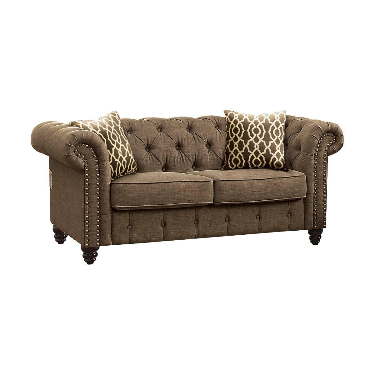 ACME Furniture TV & Media Units - Aurelia Loveseat w/2 Pillows, Gray Linen