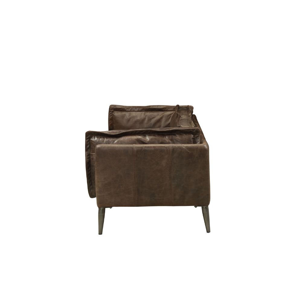 Porchester Loveseat, Distress Chocolate Top Grain Leather