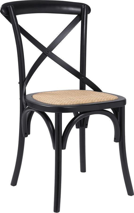 Euro Style Dining Chairs - Neyo Side Chair in Black with Natural Rattan Seat - Set of 2
