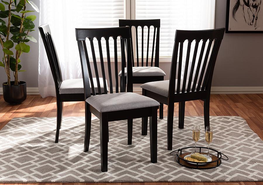 Wholesale Interiors Dining Chairs - Minette Gray Fabric Upholstered Espresso Brown Finished Wood Dining Chair Set Of 4