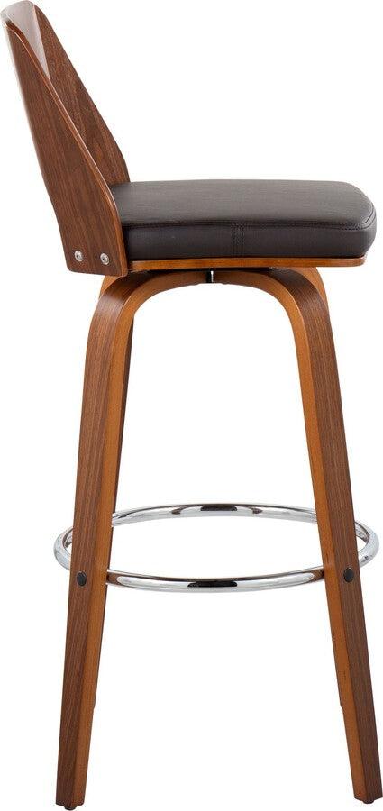 Lumisource Barstools - Trilogy Barstool In Walnut & Brown Faux Leather (Set of 2)