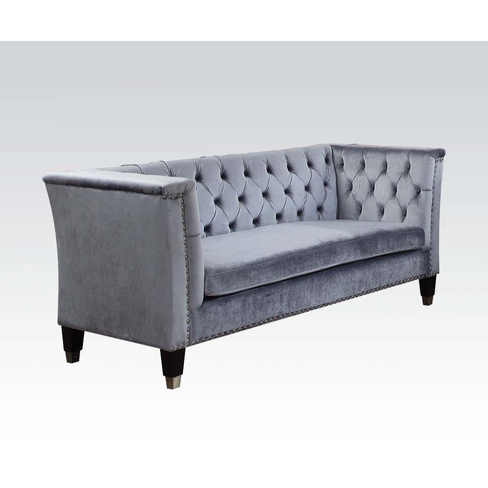 ACME Furniture Sofas & Couches - Honor Loveseat, Blue-Gray Velvet (52786)