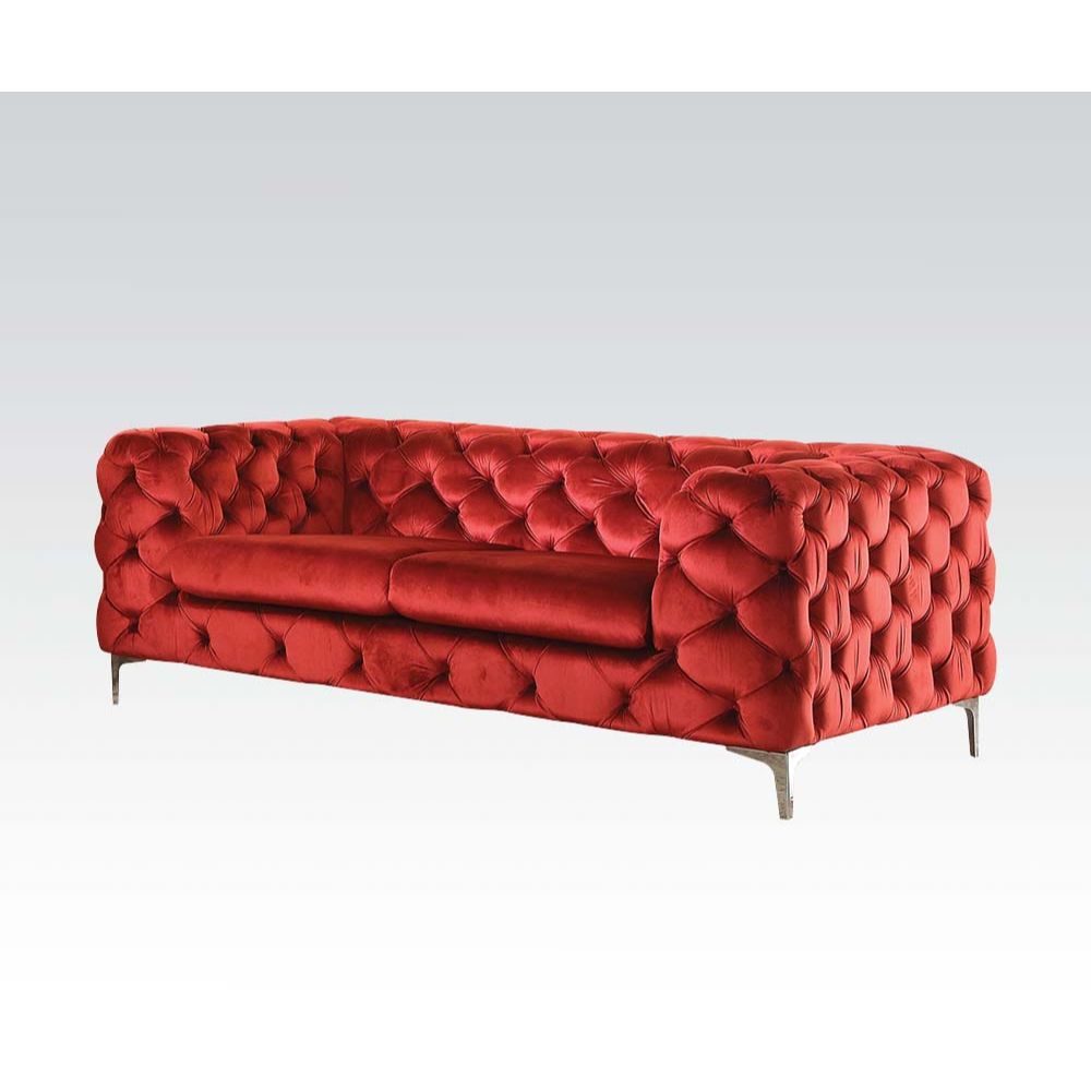ACME Furniture Sofas & Couches - Adam Loveseat, Red Velvet (52796)