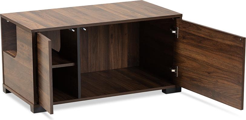 Wholesale Interiors Cat Litter Box - Connor Modern and Contemporary Walnut Brown Finished 2-Door Cat Litter Box Cover House