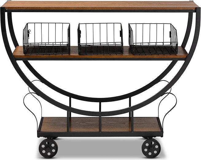Wholesale Interiors Consoles - Frieda Walnut Brown Wood & Black Finished Metal Console Cart