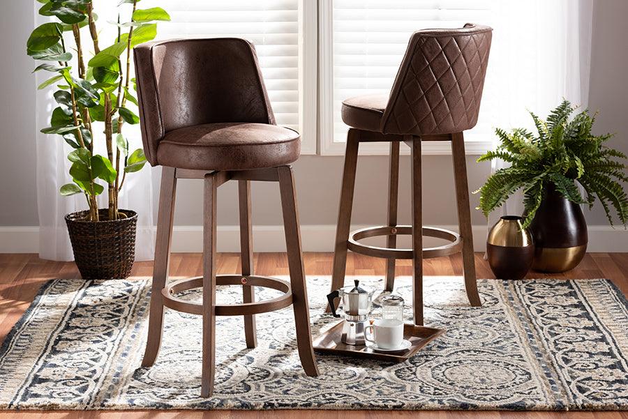 Wholesale Interiors Barstools - Adams Bar Stool Brown & Walnut Brown