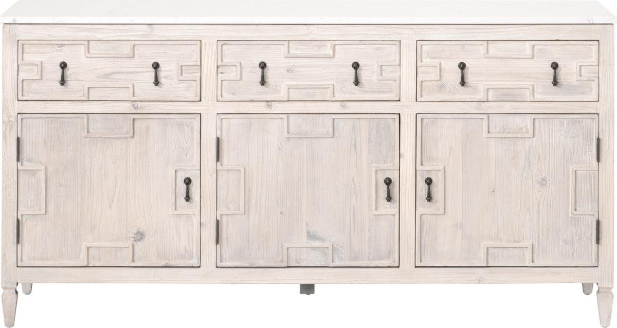 Essentials For Living Buffets & Cabinets - Emerie Media Sideboard White Wash Pine & White Quartz