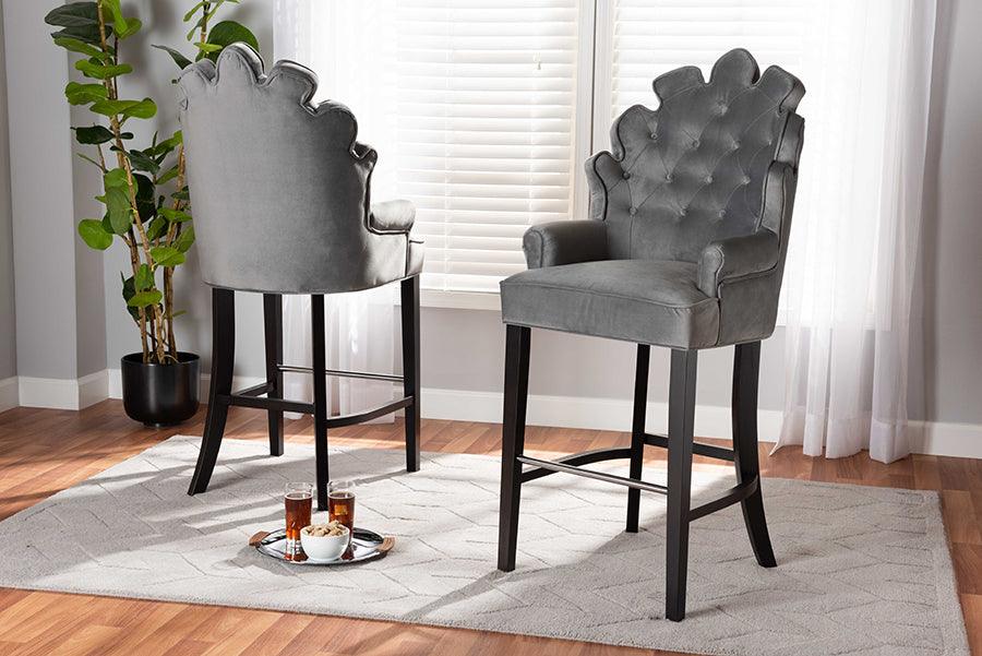 Wholesale Interiors Barstools - Chloe Bar Stool Dark Gray & Dark Brown (Set of 2)