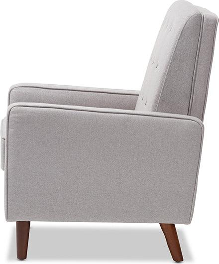 Wholesale Interiors Accent Chairs - Mathias Mid-century Modern Light Grey Fabric Upholstered Lounge Chair