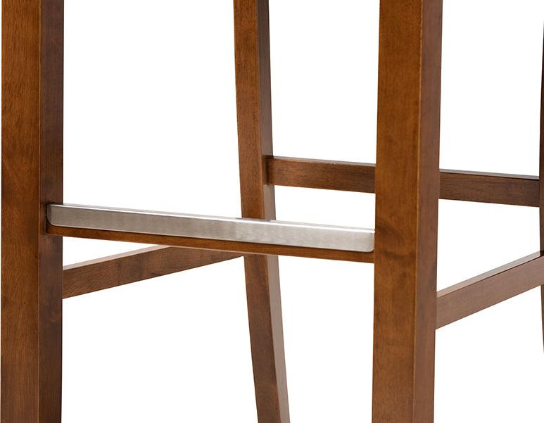 Wholesale Interiors Barstools - Jason Grey Fabric Upholstered and Walnut Brown Finished Wood 2-Piece Bar Stool Set