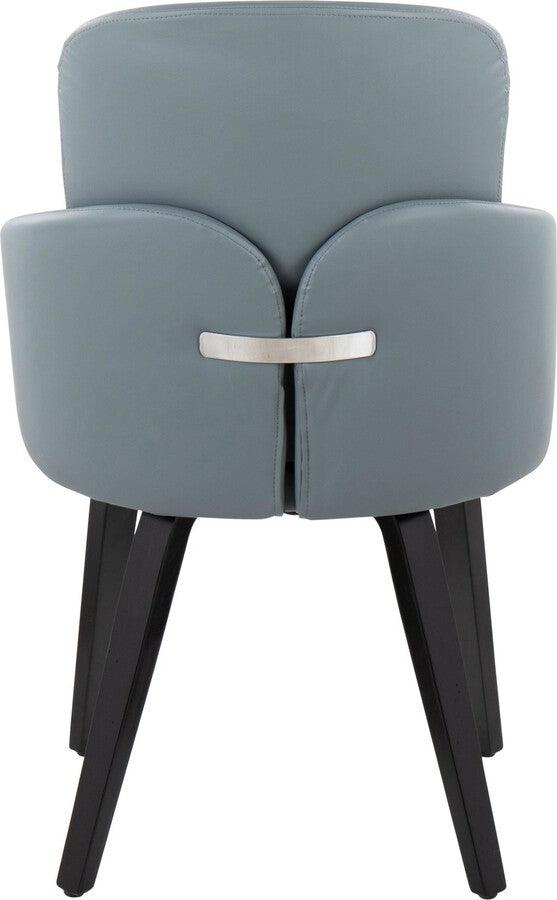 Lumisource Dining Chairs - Dahlia Contemporary Dining Chair In Black Wood & Grey Faux Leather With Chrome Accent (Set of 2)