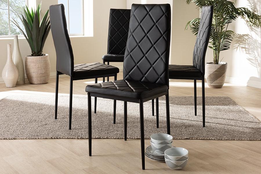 Wholesale Interiors Dining Chairs - Blaise Modern And Contemporary Black Faux Leather Upholstered Dining Chair (Set Of 4)