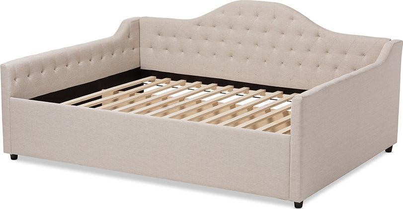 Wholesale Interiors Daybeds - Eliza Modern and Contemporary Light Beige Fabric Upholstered Full Size Daybed