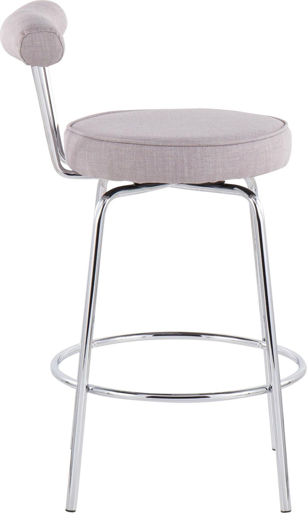 Lumisource Barstools - Rhonda Counter Stool Chrome & Light Gray (Set of 2)