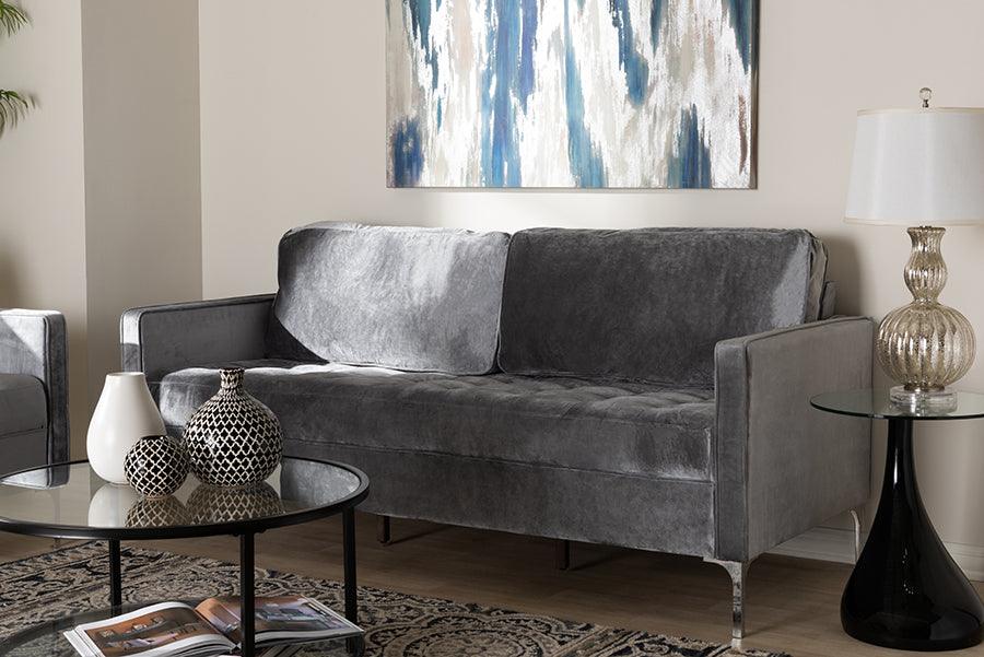 Wholesale Interiors Sofas & Couches - Clara Velvet Sofa Gray