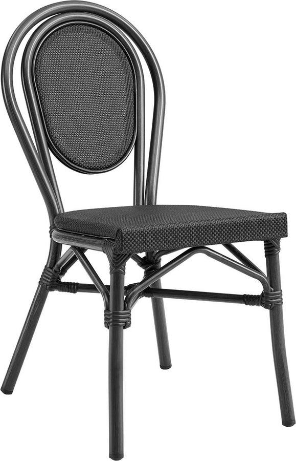 Euro Style Dining Chairs - Erlend Stacking Side Chair in Black Textylene Mesh with Black Frame - Set of 2