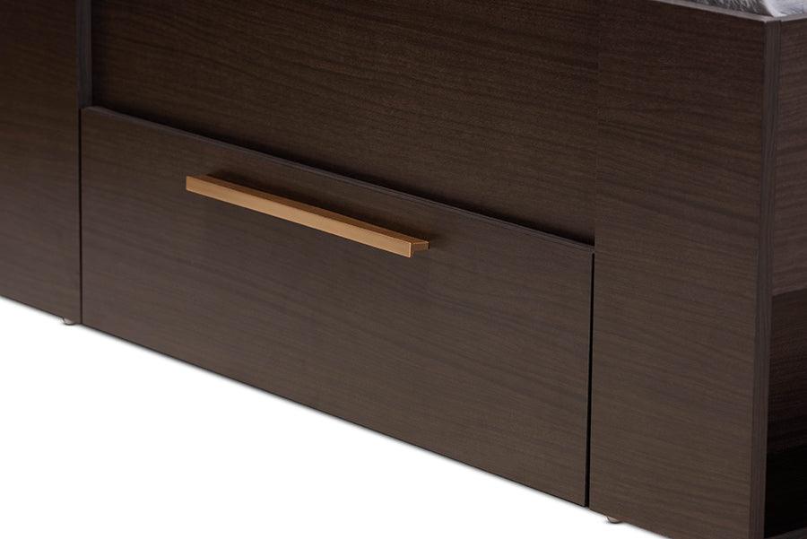 Wholesale Interiors Beds - Carlson Modern and Contemporary Brown Wood Twin Size 3-Drawer Platform Storage Bed