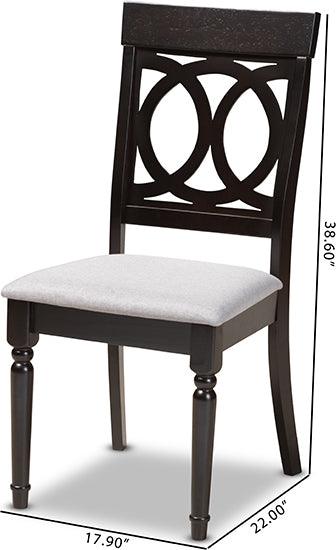 Wholesale Interiors Dining Chairs - Lucie Grey Fabric Upholstered Espresso Brown Finished Wood Dining Chair Set Of 4