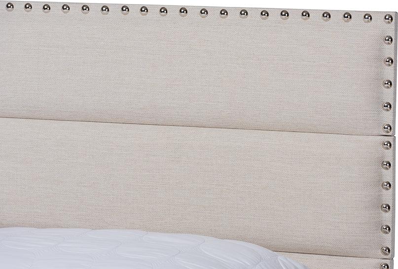 Wholesale Interiors Beds - Ansa Modern And Contemporary Beige Fabric Upholstered King Size Bed