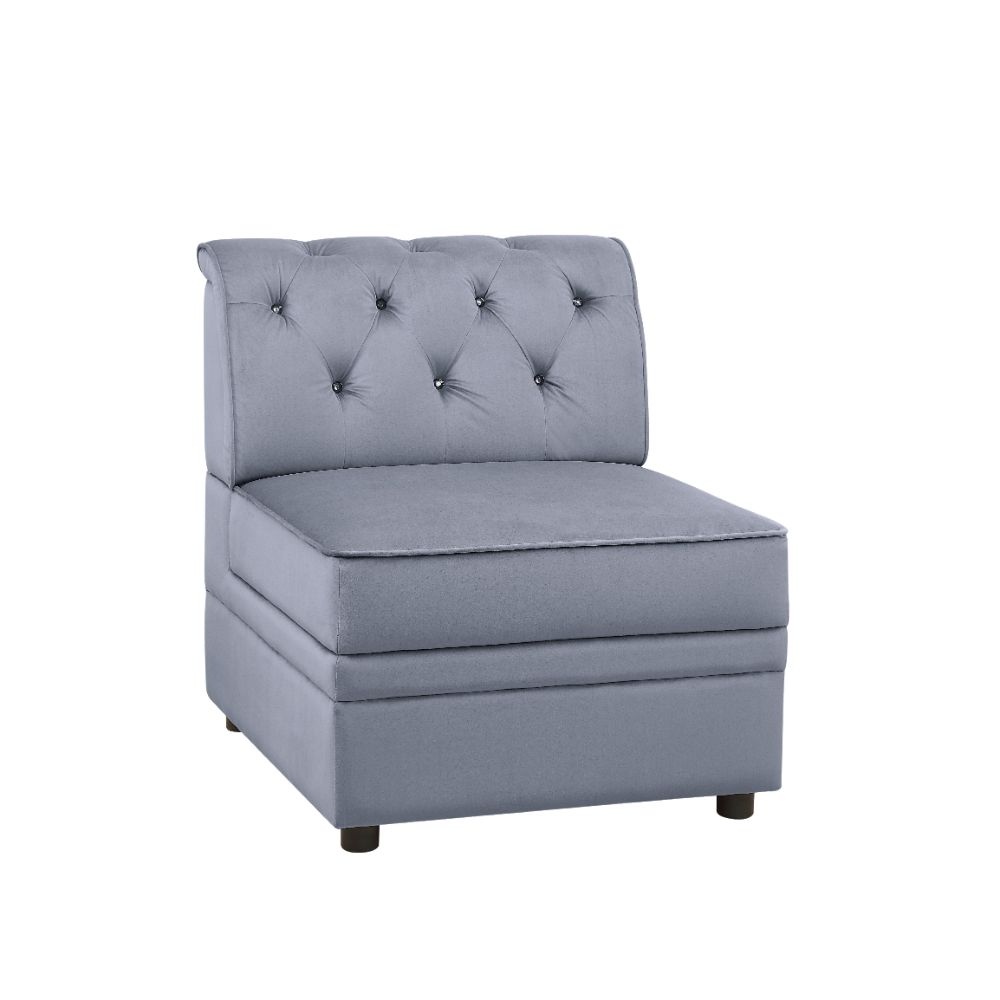 ACME Furniture TV & Media Units - Bois II Modular - Armless Chair, Gray Velvet