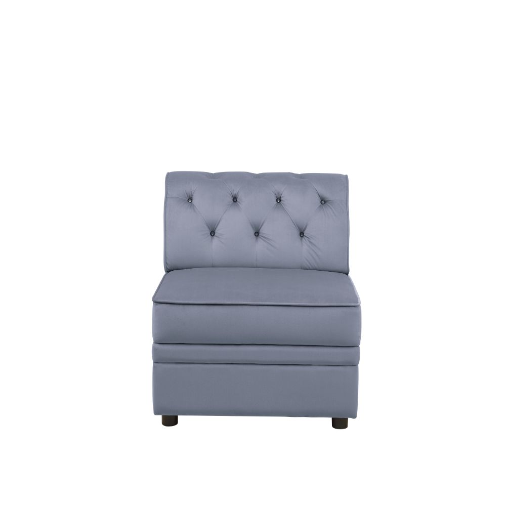 ACME Furniture TV & Media Units - Bois II Modular - Armless Chair, Gray Velvet