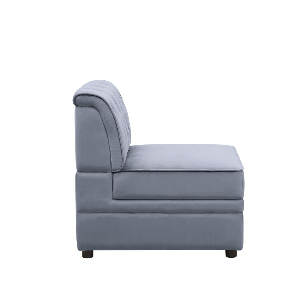 ACME Furniture TV & Media Units - Bois II Modular - Armless Chair, Gray Velvet