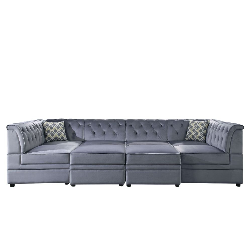 ACME Furniture TV & Media Units - Bois II Modular - Armless Chair, Gray Velvet