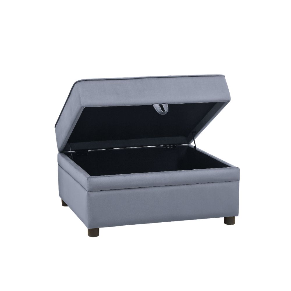 ACME Furniture TV & Media Units - Bois II Ottoman (Storage), Gray Velvet