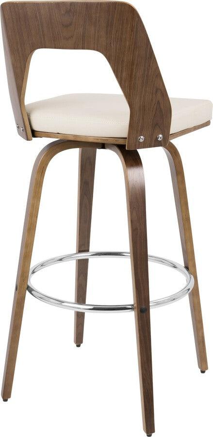 Lumisource Barstools - Trilogy 30" Fixed Height Barstool With Swivel In Walnut & Cream Faux Leather (Set of 2)