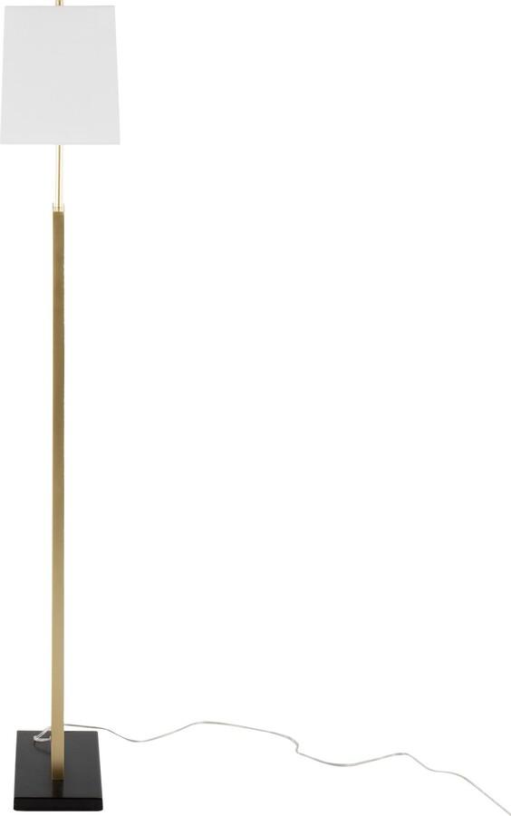 Lumisource Floor Lamps - Folia Contemporary Floor Lamp In Gold Metal With White Linen Shade & Black Marble Base