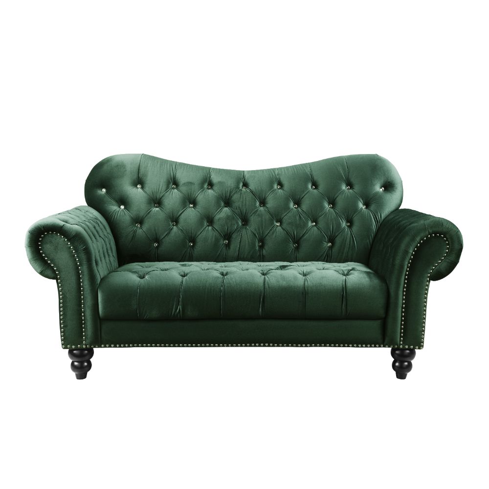 The Fulfiller TV & Media Units - Iberis Loveseat, Green Velvet (1Set/2Ctn)