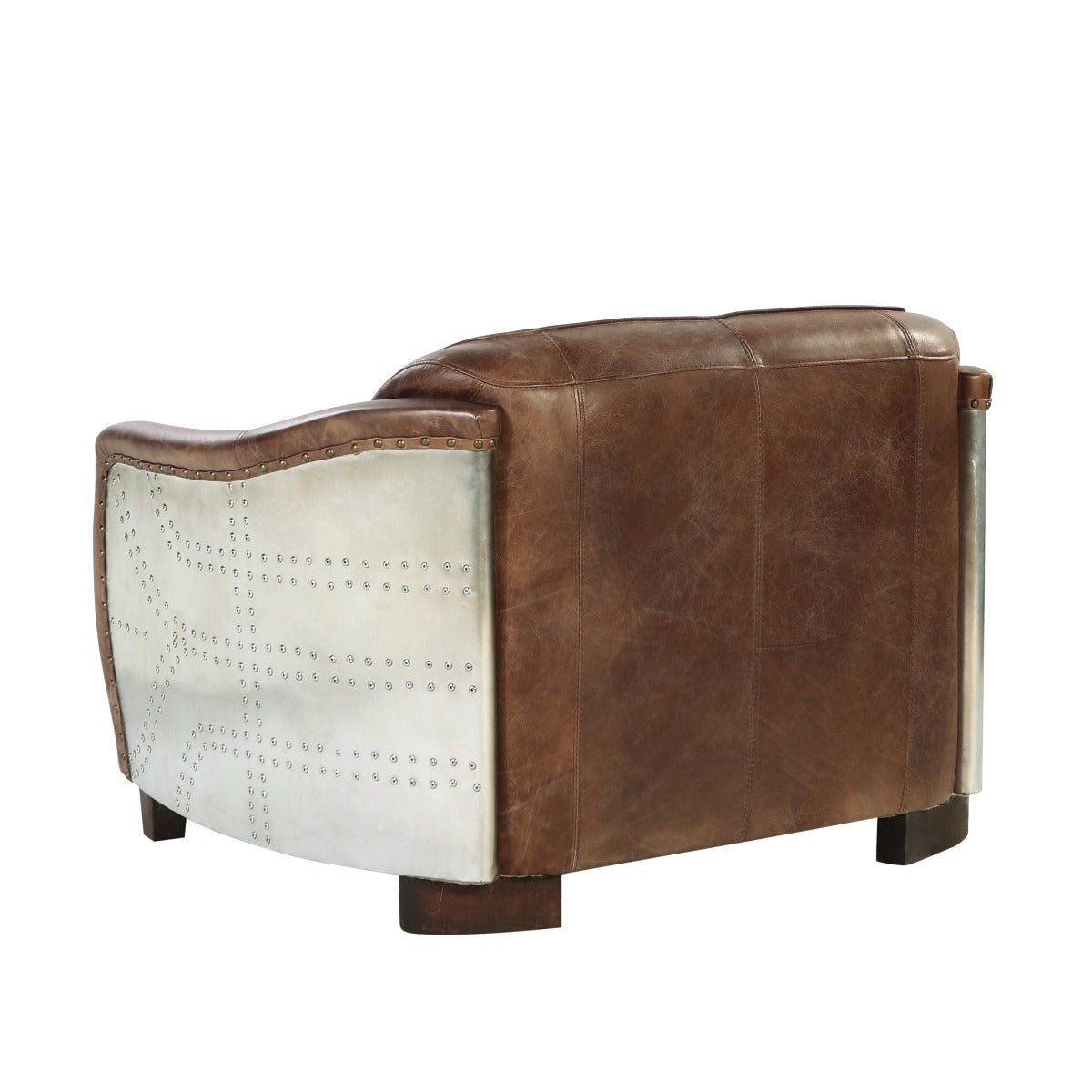 ACME Furniture TV & Media Units - Brancaster Loveseat, Retro Brown Top Grain Leather & Aluminum