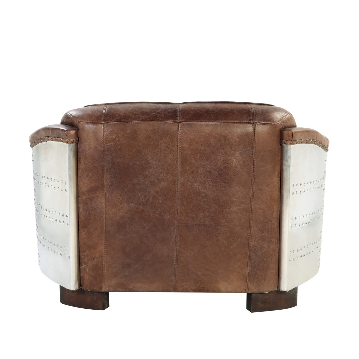 ACME Furniture TV & Media Units - Brancaster Loveseat, Retro Brown Top Grain Leather & Aluminum