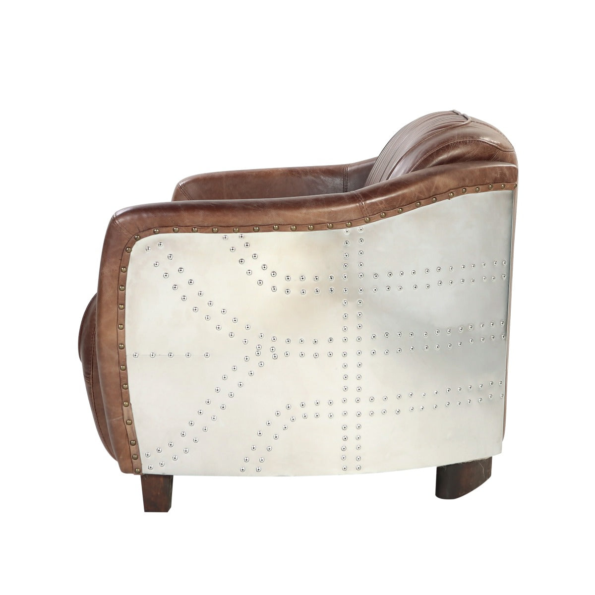 ACME Furniture TV & Media Units - Brancaster Loveseat, Retro Brown Top Grain Leather & Aluminum