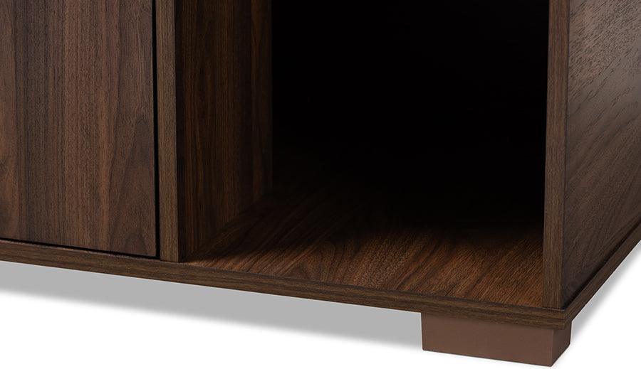 Wholesale Interiors Cat Litter Box - Jasper Modern and Contemporary Walnut Brown Finished 2-Door Wood Cat Litter Box Cover House