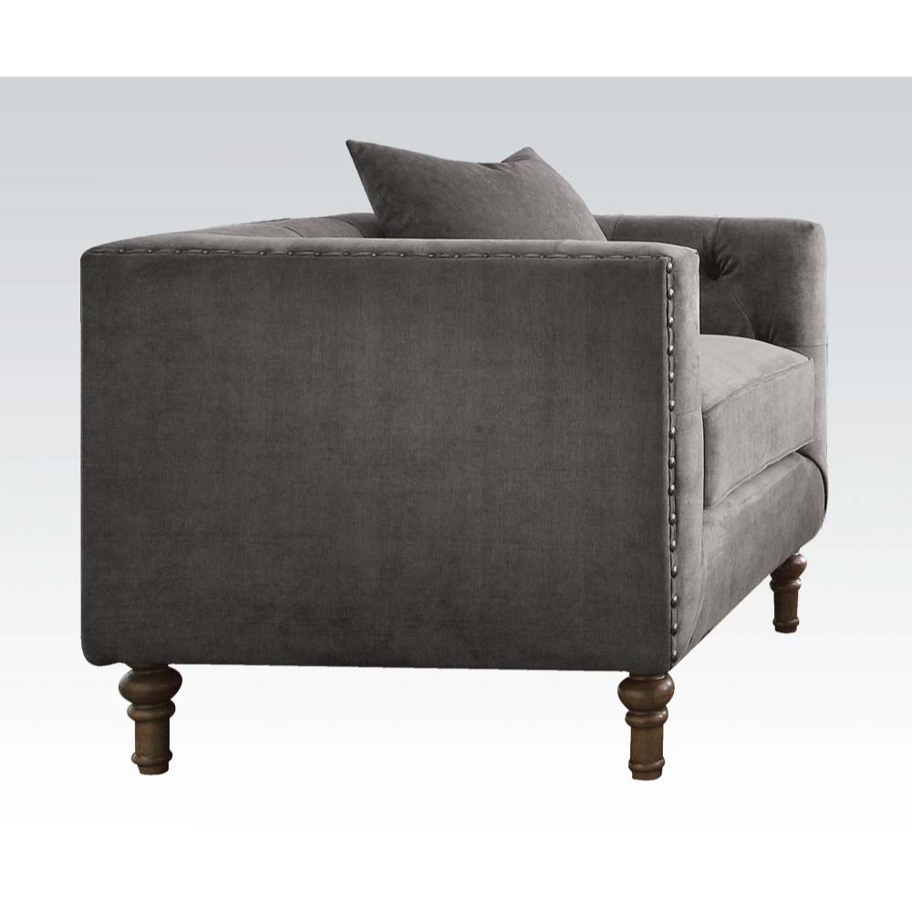 Sidonia Chair w/1 Pillow, Gray Velvet