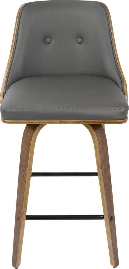 Lumisource Barstools - Gianna 26" Counter Stool In Walnut With Grey Faux Leather (Set of 2)