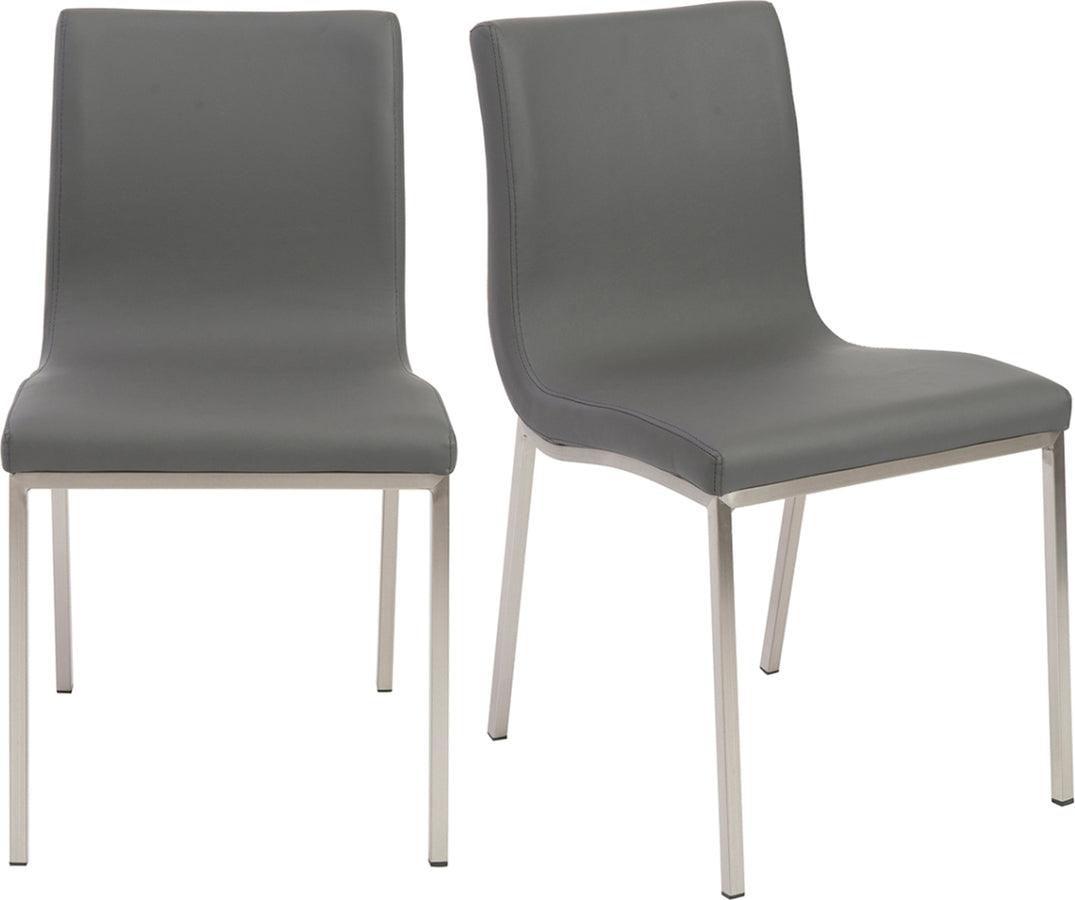 Euro Style Dining Chairs - Scott Side Chair in Gray with Brushed Stainless Steel Legs - Set of 2