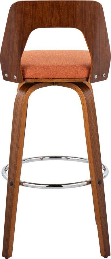 Lumisource Barstools - Trilogy Barstool In Walnut & Orange Fabric (Set of 2)