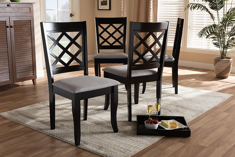 Wholesale Interiors Dining Chairs - Verner Grey Fabric Upholstered Espresso Brown Finished Wood Dining Chair Set Of 4