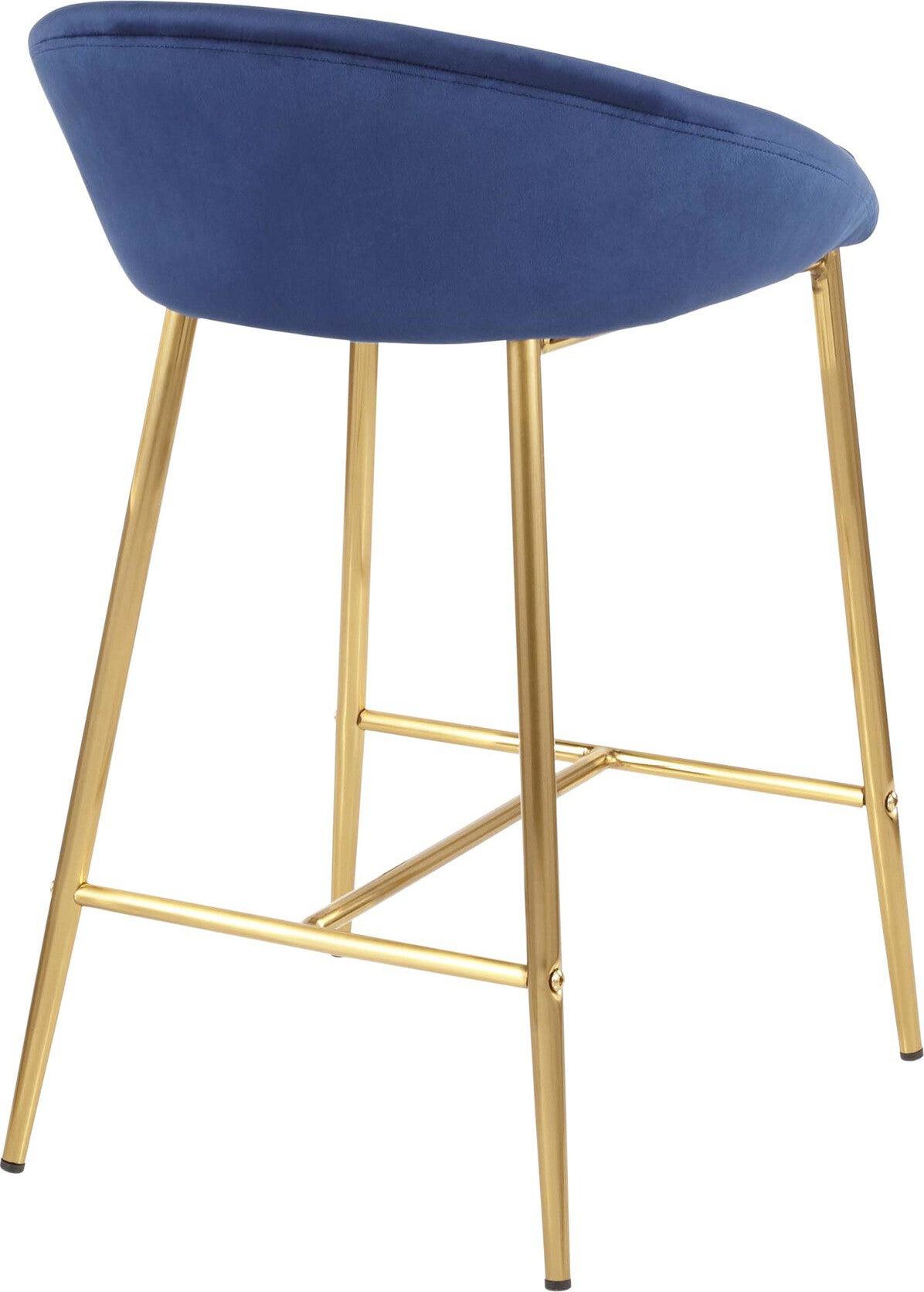 Lumisource Barstools - Matisse Counter Stool Gold & Blue (Set of 2)