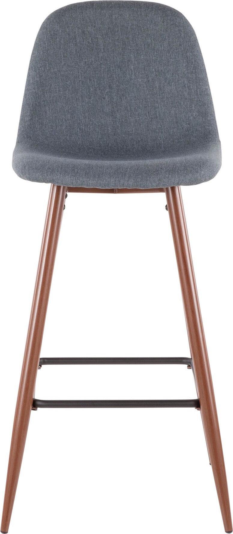 Lumisource Barstools - Pebble Barstool Walnut & Blue (Set of 2)