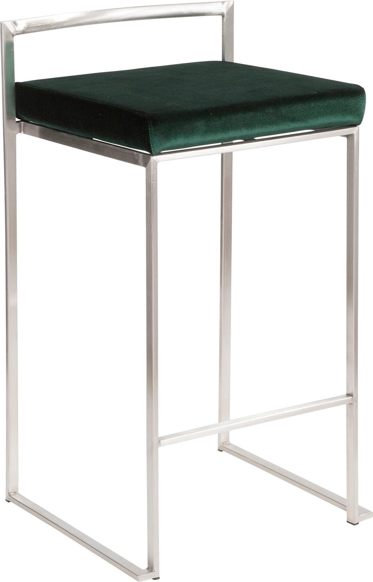 Lumisource Barstools - Fuji Stacker Counter Stool & Green (Set of 2)