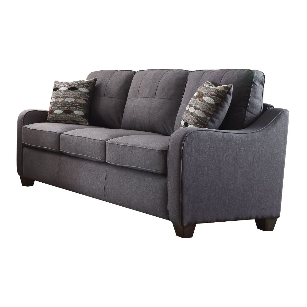 ACME Furniture Sofas & Couches - Cleavon II Sofa w/2 Pillows, Gray Linen