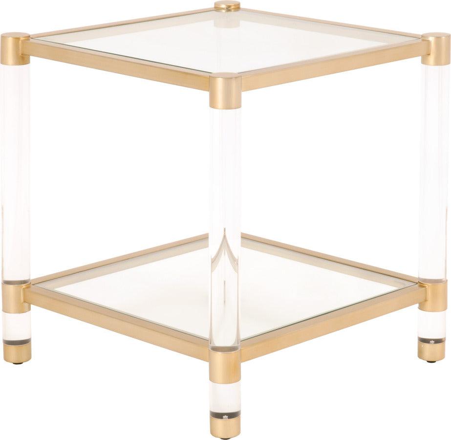 Essentials For Living Side & End Tables - Nouveau End Table Brushed Brass & Lucite & Clear Glass