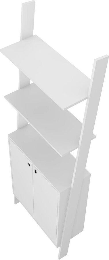 Manhattan Comfort Buffets & Cabinets - Cooper Ladder Display Cabinet with 2 Floating Shelves in White